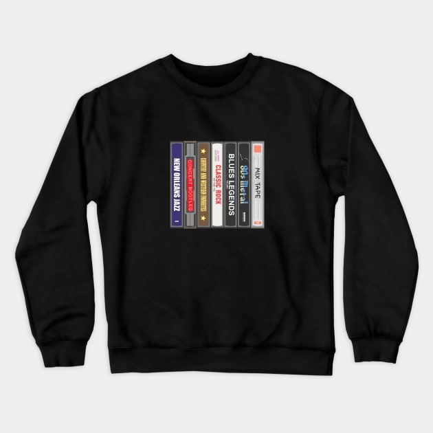 Cassette Stack (vertical) Crewneck Sweatshirt by GloopTrekker